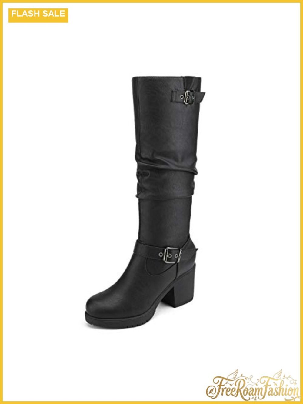 Women's Chunky Heel Knee High Tall Boots Faux Fur Lined Platform Zip Up